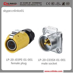 CNLINKO LP20 Gold Plate Contacts Male IP68 3 Pin Connectors Cable Pane Mount Xlr