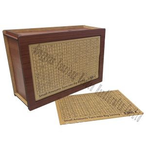 Wooden Money Box with Saving Targets, Wooden Savings Box Coin Money Savings Box