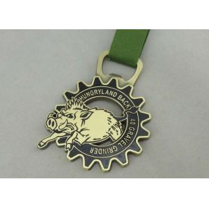 Hungry Land Ribbon Medals Zinc Alloy Material With Soft Enamel and Antique Brass