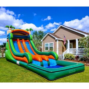 Tarpaulin Outdoor Inflatable Water Slides Carnival Palm Tree Bounce House