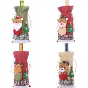 China Factory OEM  Christmas Wine Bottle Covers Bag  for Home Santa Claus Wine Bottle Cover Snowman Stocking Gift Holders on sale