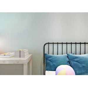 Removable PVC Blue Color Modern Embossed Wallpaper For Bedding Room