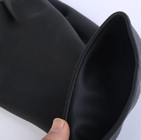 31Cm Industrial Cleaning Gloves Unflocked Lining Black Rubber Gloves Heavy Duty