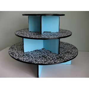 3 Tier Cardboard Cake Stand Zebra Pattern Customized Size Round Shape