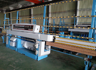 Quality Miter Glass Glass Edging Machine With Air Polishing / Electrical Rail Lift System wholesale