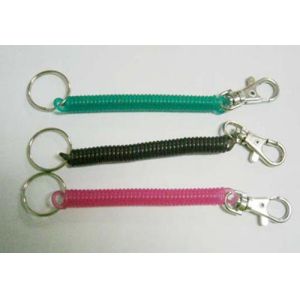 Cheap Light Translucent Green 10cm Long Trigger Spring String Key Chains for sale