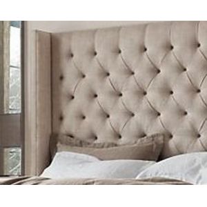 5 Star Hotel Linen Fabric Upholstered Bed With Buttons Plush Design
