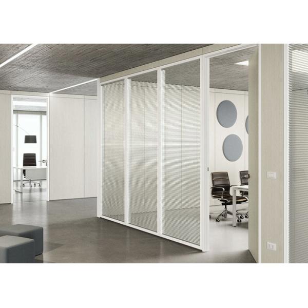 Glass Double Layer Partition Wall System With Blinds Inside For Privacy Simple