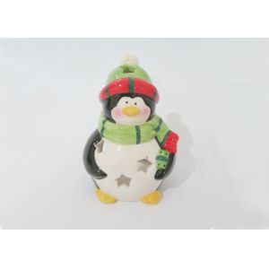 China Strong Dolomite Penguin Candle Holder , Christmas Tea Light Holders Earthenware on sale