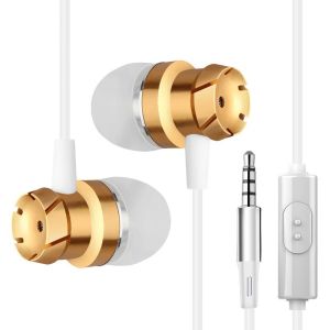 Metal Turbine Stereo Wired Earphone With Mic And Volume Control For Pc