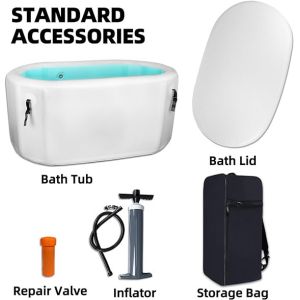 PVC Drop Stitch Blue / Black / White Portable Ice Bath Barrel Cold Plunge