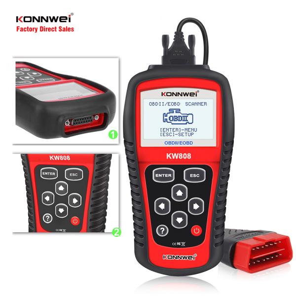 OBDII EOBD CAN 2.8" TFT Auto Code Reader KONNWEI KW808 with One-click I/M