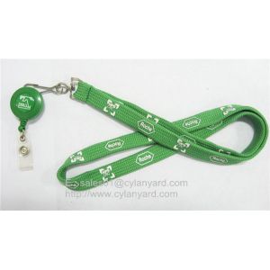 Id badge neckstrap with epoxy dome retractable pull reel,