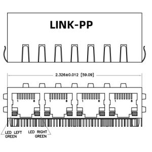 Cheap HFJ14-1G01ER-L11RL 1x4 RJ45 Fastjack With 1000base-T Magnetics for sale