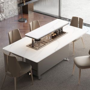 Cheap Dining Table Modern Multifunction Lift Up Marble Smart Home Furniture for 4-10 Person for sale