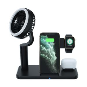 9V 2A Foldable Multifunction Fast Charger 4W Fan PC ABS With Led Night Lamp