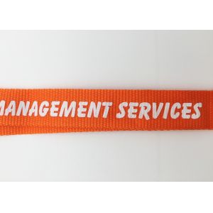Durable Bright orange color custom silk screen polyester lanyard with bulldog.