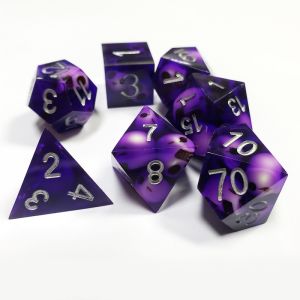 Purple Crystal Skull Resin Boarding Dice Set Dragon and Dungeon