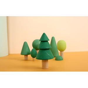 Rainbow 7cm Forest Trees Wooden Tree Blocks Non Toxic Wooden Blocks