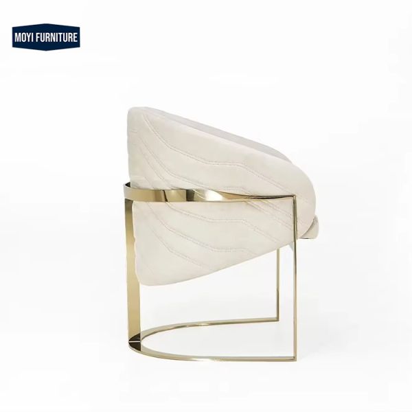 Quality Hotel Standard Size Metal Frame Dining Chair with Golden Armrest Leather Seat and Durable Construction wholesale