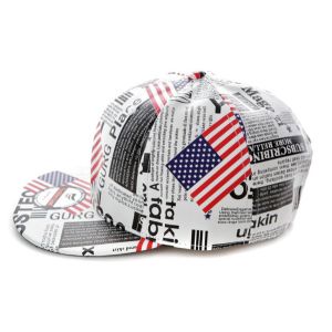 Flat Visor Snapback Baseball Caps With USA Stars Strips Patterns Adjustable