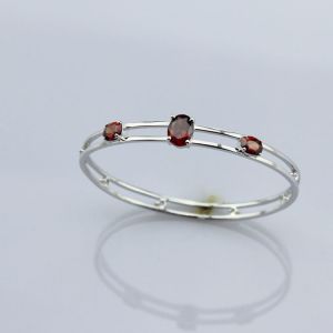 Two Rows 925 Sterling Silver Bangle with Cubic Zirconia (B36)