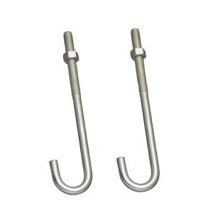 M24 Anchor Bolt J Type Steel Hook Bolt With Square Nuts Galvanized With Zinc