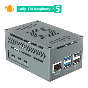 China Raspberry Pi 5 Aluminum Case with 4010 PWM Fan and Copper Heatsinks Support Official Active Cooler on sale
