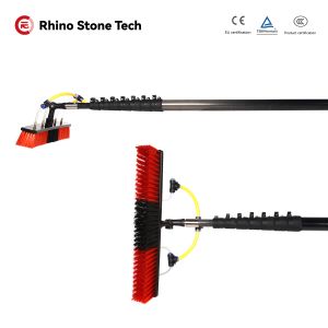 Carbon Water Fed Brush for Efficient Window Residential House Rooftop Solar