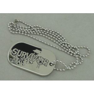 Zinc Alloy Survivor Personalised Dog Tags Soft Enamel Long Ball Chain And Nickel