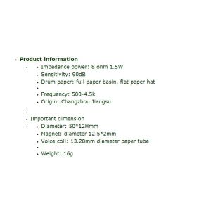 50mm LS50N-2 8 Ohm 1.5W telephone set toy horn high quality.speaker .loudspeaker