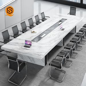 Marble Solid Surface Conference Table Rectangle 12 Feet Conference Table