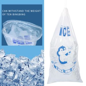10Lb LDPE Plastic Ice Bags With Drawstring Closure
