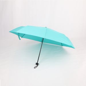 Blue 3 Fold Compact Travel Umbrella , 190T Polyester Compact Folding Umbrella