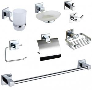 China OEM Stainless Steel Bathroom Hardware Set Towel Bar And Toilet Paper Holder on sale