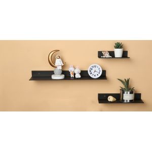 Black Floating Shelves Bathroom Shelves Bracket Wall Mounted, 16" Small Metal