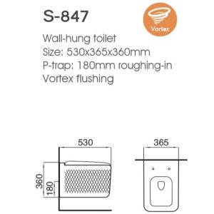 Wall Hanging Vortex P Trap Ceramic Sanitary Ware Wc Wall Mounted Drain Wall Hung