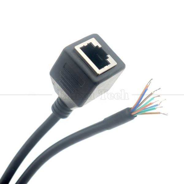 Quality Female RJ45 Jack Socket to Open Tinned Soldering 8 Wires Bare End  Pigtail Ethernet Network Patch Lan Cable wholesale