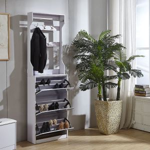 E1 MDF Coat Rack 3mm Mirror Shoe Cabinet Space Saving Furnitures