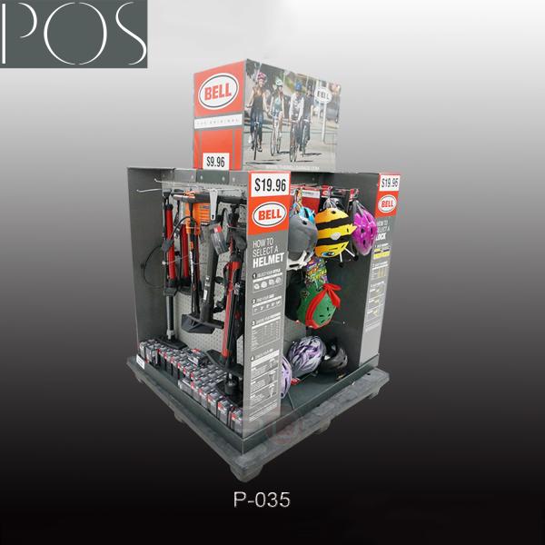 Factory Custom Point-of-Purchase Display with hooks in four sides pallet