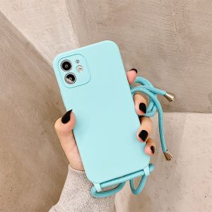 Liquid Silicone Nylon Rope Strap Shockproof Phone Cases For Iphone 6 7 Pro Max