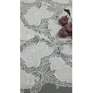 White Lace Embroidered Fabric Laser Hollow up Elegant Customized Design