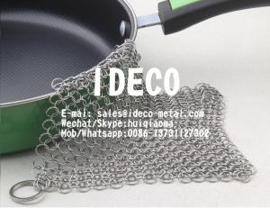 China Stainless Steel Chainmail Scrubbers, Chain Mail Small Rings Cast Iron Skillet Cleaner, Pan Pot Scraper on sale