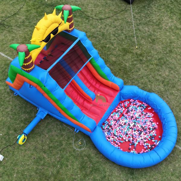 Double Lane PVC Inflatable Water Slide Combo With Pool Obstacle Climb Inflatable Pool Slides