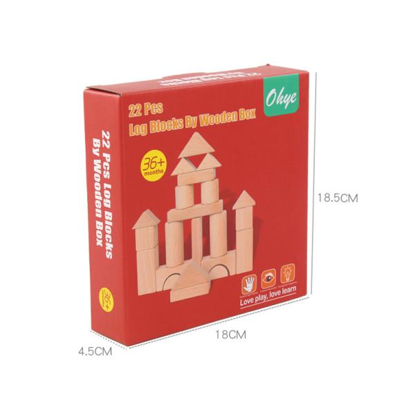 Large 22PCS Jumbo Wooden Building Blocks Classic Castle 17.5cm