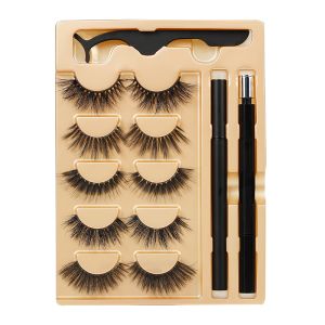 27mm Length Faux Natural False Eyelashes Magnetic Lashes With Liner