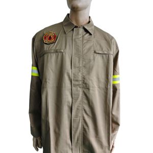 China Fire Fighting Work Outerwear Flame Retardant Heat Resistant Advanced Material With Reflective Strips Military Uniform Clothing on sale
