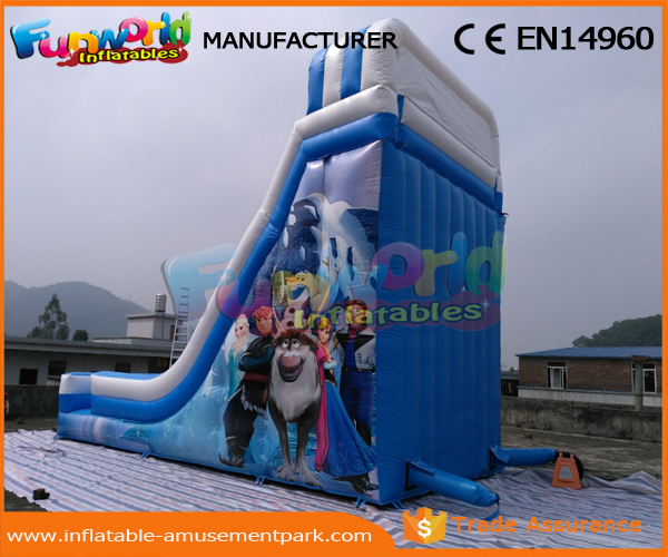Blue PVC Tarpaulin Frozen Commercial Inflatable Slide Inflatable Dry Slide for Kids