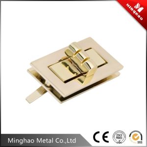 Promotion gold handbag square turn lock for bag fittings,43.8*24.18mm,light gold