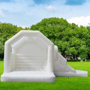 2024 Unisex Inflatable White Bouncy Castle with Slide and Ballpit White Packing